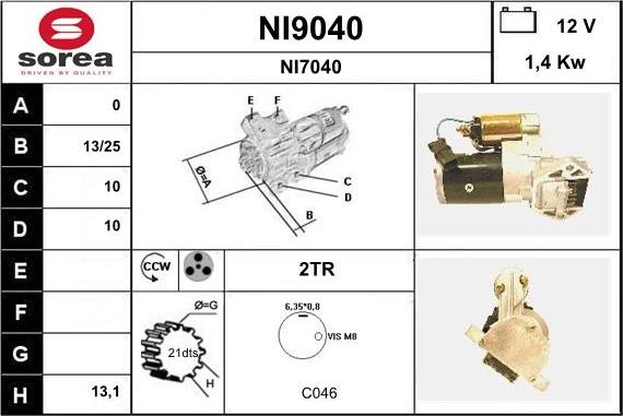 SNRA NI9040 - Starteris adetalas.lv