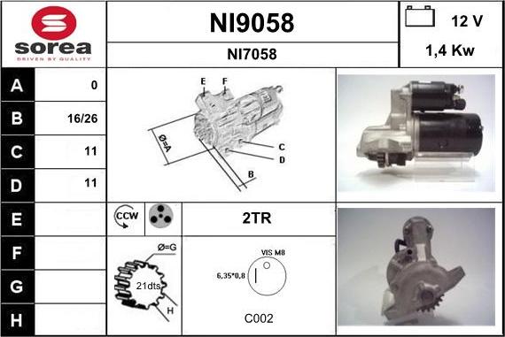 SNRA NI9058 - Starteris adetalas.lv