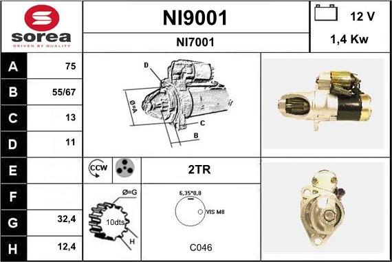 SNRA NI9001 - Starteris adetalas.lv