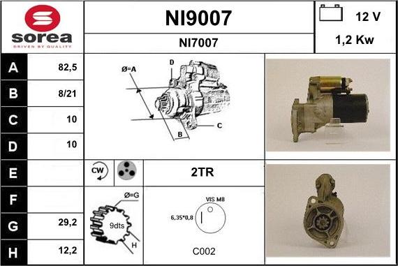 SNRA NI9007 - Starteris adetalas.lv