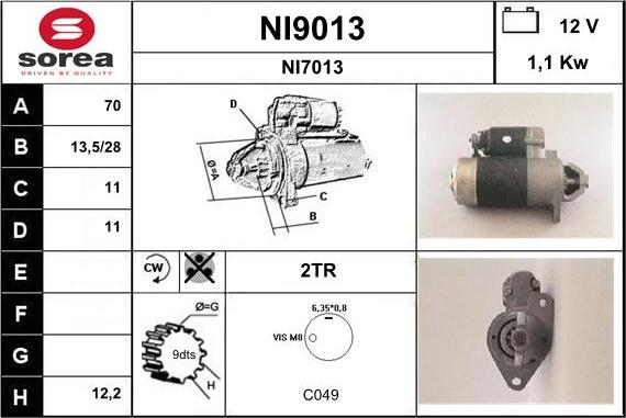 SNRA NI9013 - Starteris adetalas.lv