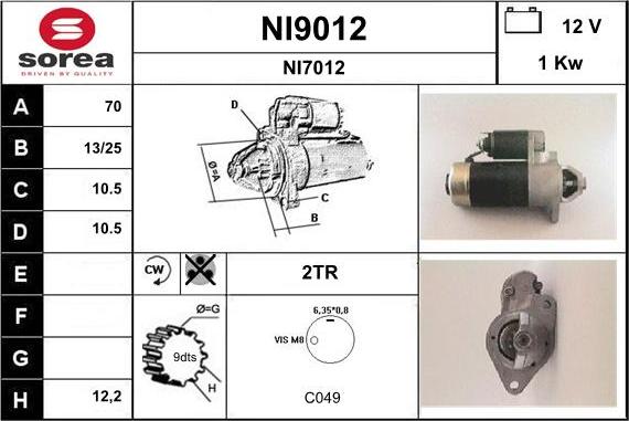 SNRA NI9012 - Starteris adetalas.lv