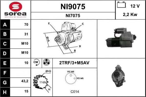 SNRA NI9075 - Starteris adetalas.lv