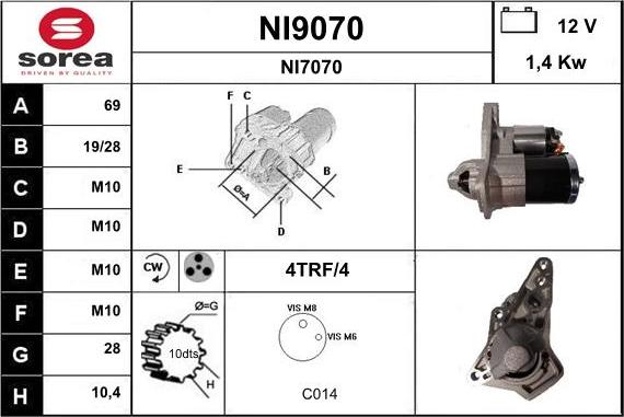 SNRA NI9070 - Starteris adetalas.lv