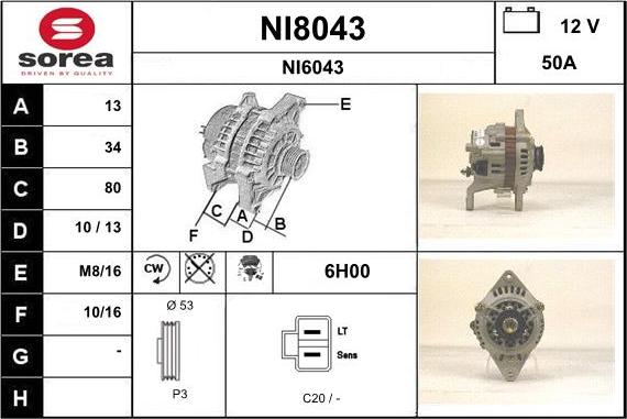 SNRA NI8043 - Ģenerators adetalas.lv