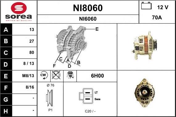 SNRA NI8060 - Ģenerators adetalas.lv