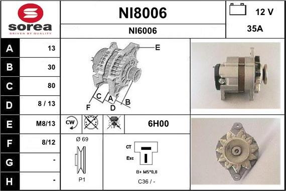 SNRA NI8006 - Ģenerators adetalas.lv