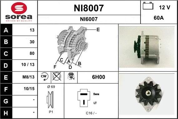 SNRA NI8007 - Ģenerators adetalas.lv