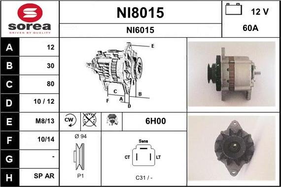 SNRA NI8015 - Ģenerators adetalas.lv