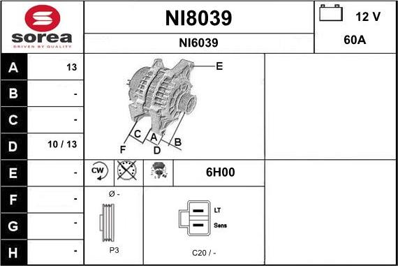 SNRA NI8039 - Ģenerators adetalas.lv