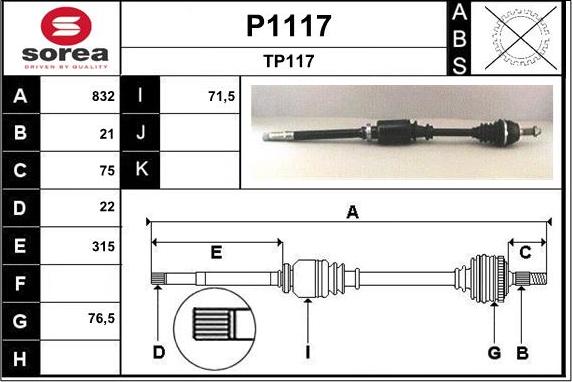 SNRA P1117 - Piedziņas vārpsta adetalas.lv