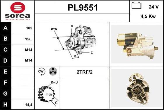 SNRA PL9551 - Starteris adetalas.lv