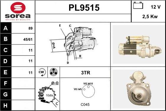 SNRA PL9515 - Starteris adetalas.lv