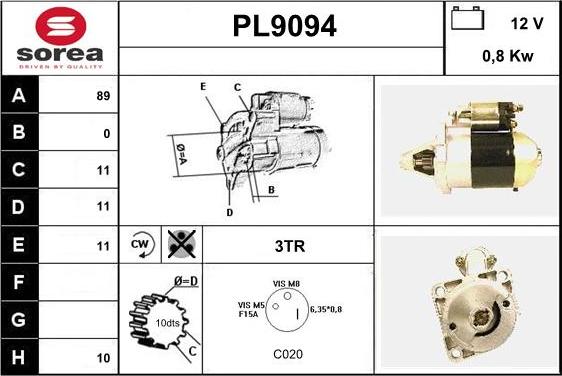 SNRA PL9094 - Starteris adetalas.lv