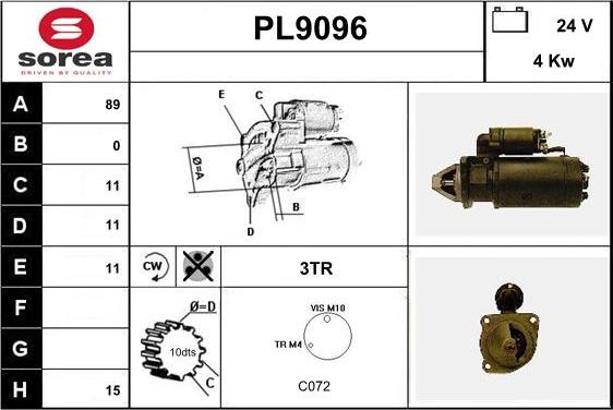 SNRA PL9096 - Starteris adetalas.lv