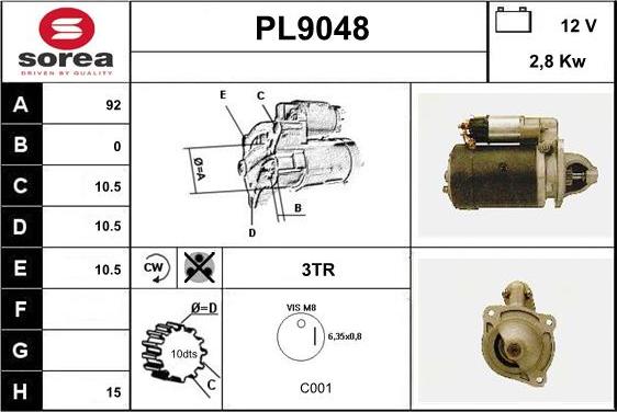 SNRA PL9048 - Starteris adetalas.lv