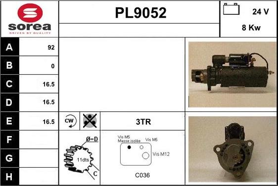 SNRA PL9052 - Starteris adetalas.lv