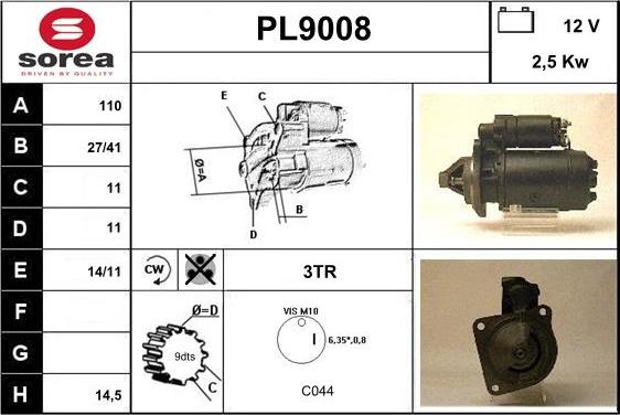 SNRA PL9008 - Starteris adetalas.lv