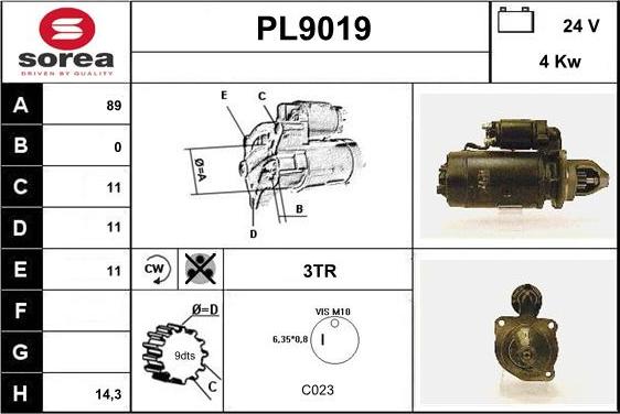 SNRA PL9019 - Starteris adetalas.lv