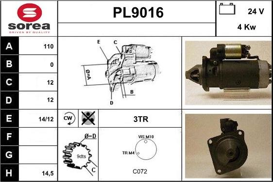 SNRA PL9016 - Starteris adetalas.lv