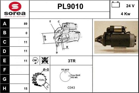 SNRA PL9010 - Starteris adetalas.lv