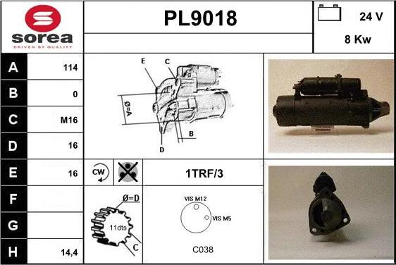 SNRA PL9018 - Starteris adetalas.lv