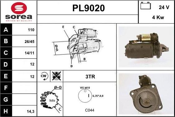 SNRA PL9020 - Starteris adetalas.lv