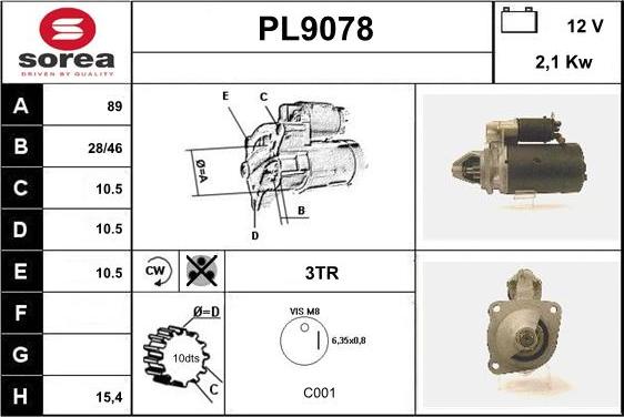 SNRA PL9078 - Starteris adetalas.lv