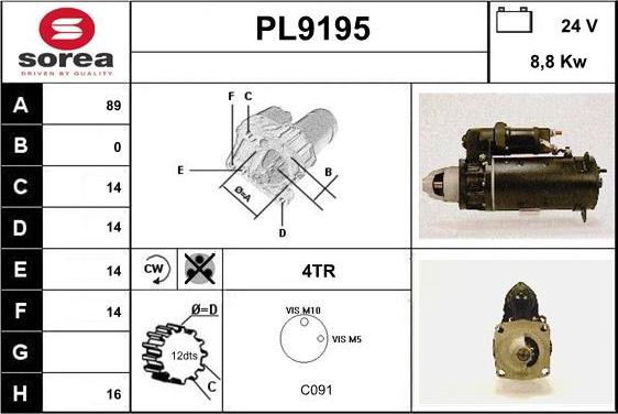 SNRA PL9195 - Starteris adetalas.lv