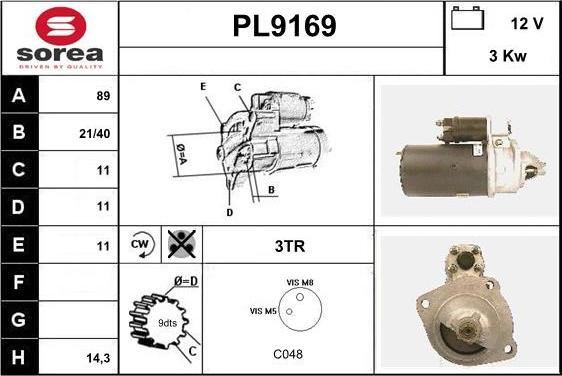 SNRA PL9169 - Starteris adetalas.lv