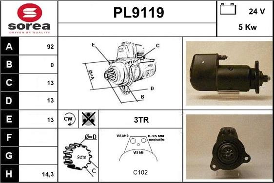 SNRA PL9119 - Starteris adetalas.lv