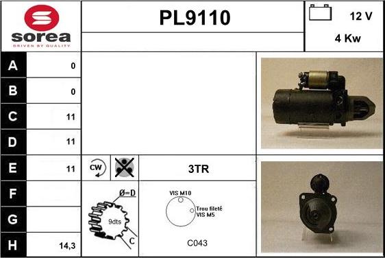 SNRA PL9110 - Starteris adetalas.lv