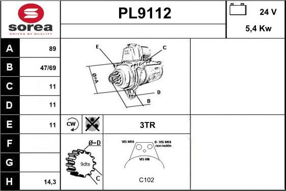 SNRA PL9112 - Starteris adetalas.lv