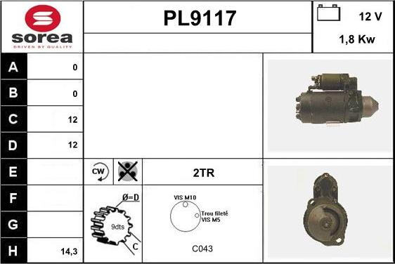 SNRA PL9117 - Starteris adetalas.lv