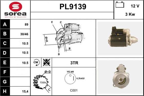 SNRA PL9139 - Starteris adetalas.lv