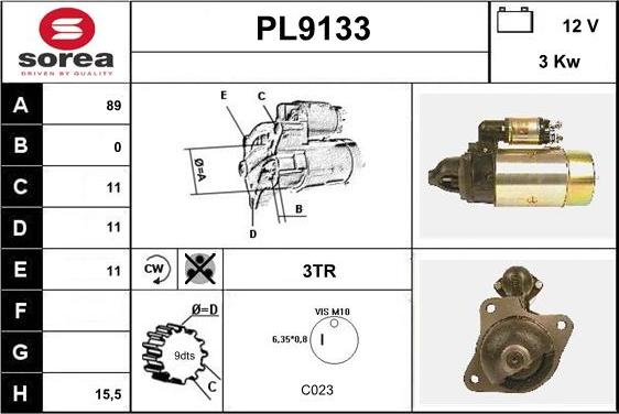 SNRA PL9133 - Starteris adetalas.lv