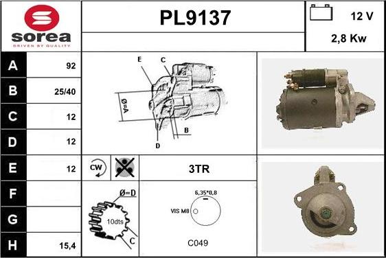 SNRA PL9137 - Starteris adetalas.lv