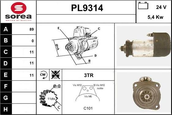 SNRA PL9314 - Starteris adetalas.lv