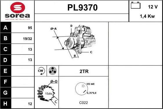 SNRA PL9370 - Starteris adetalas.lv