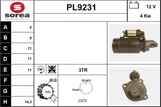 SNRA PL9231 - Starteris adetalas.lv