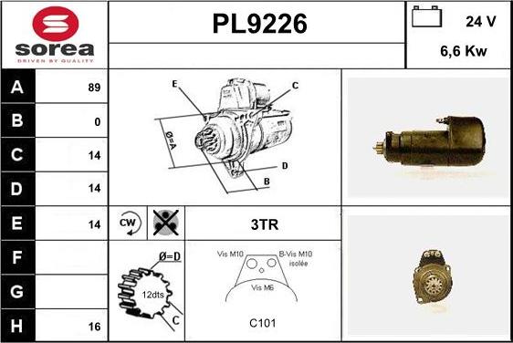 SNRA PL9226 - Starteris adetalas.lv