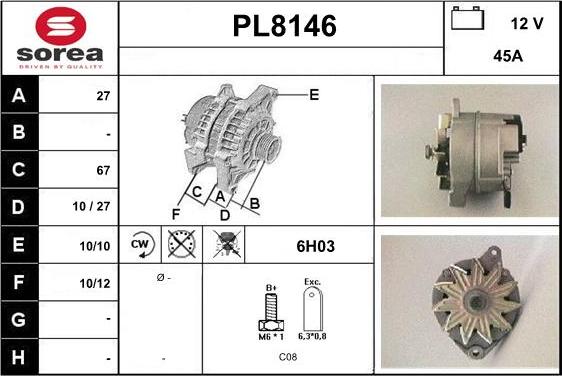 SNRA PL8146 - Ģenerators adetalas.lv