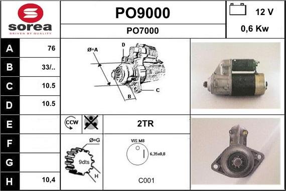 SNRA PO9000 - Starteris adetalas.lv