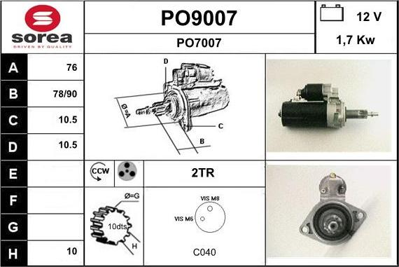 SNRA PO9007 - Starteris adetalas.lv