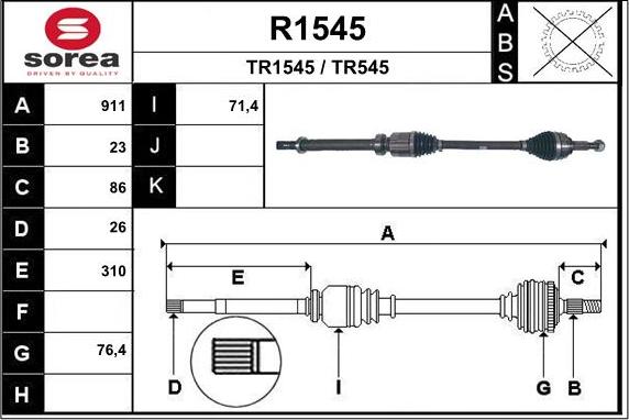 SNRA R1545 - Piedziņas vārpsta adetalas.lv