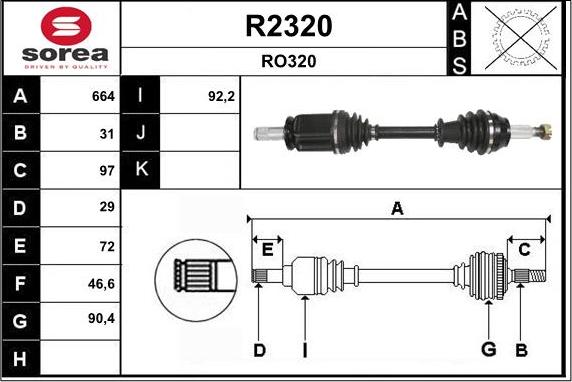 SNRA R2320 - Piedziņas vārpsta adetalas.lv