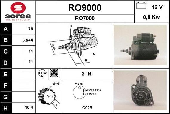 SNRA RO9000 - Starteris adetalas.lv