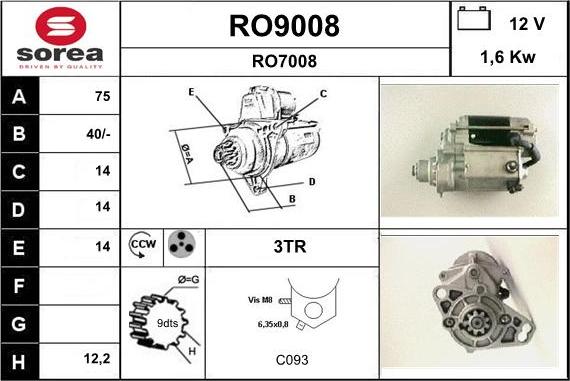 SNRA RO9008 - Starteris adetalas.lv