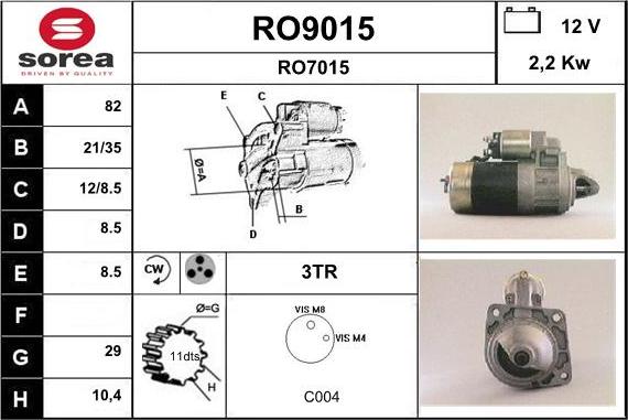 SNRA RO9015 - Starteris adetalas.lv