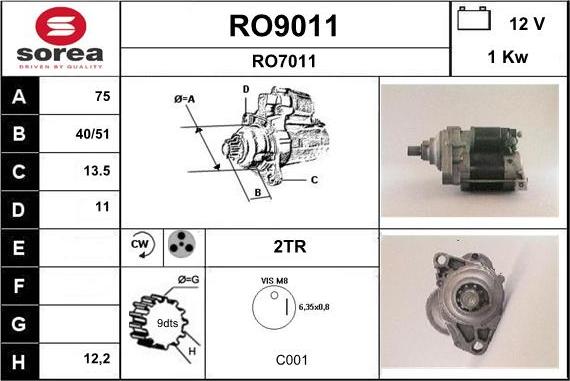 SNRA RO9011 - Starteris adetalas.lv